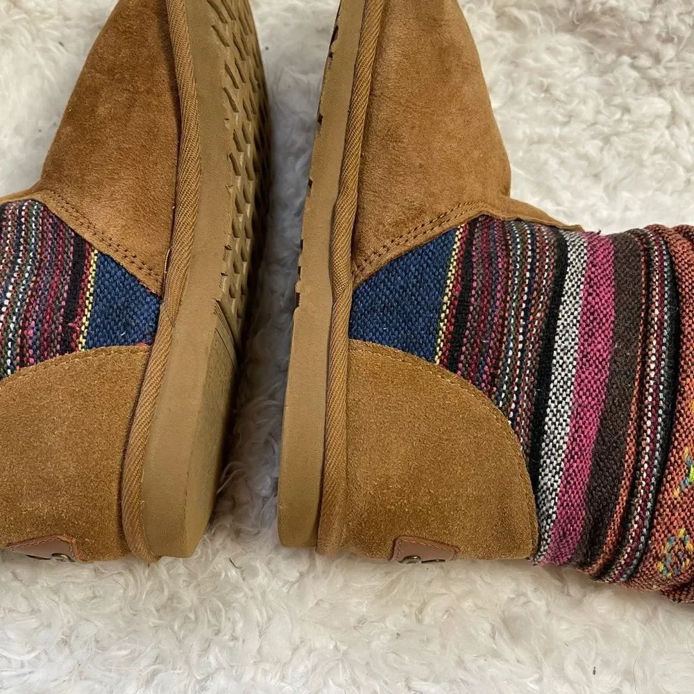 KOOLABURRA MYKA CHESTNUT SUEDE TRIBAL KILIM BOHO BOOTS SZ 5